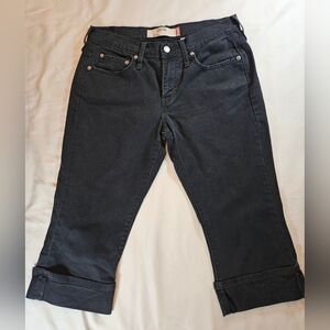 Levi's 515 Womens Black Cuffed Bottom 5 Pocket Jeweled Back Pocket Capris Size 8